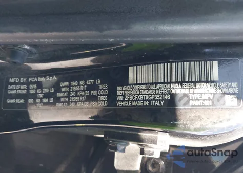 2016 Fiat 500X Easy from USA, damaged, VIN ZFBCFXBTXGP352146